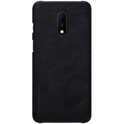 Greznais „Nillkin“ Qin sērijas ādas atvērams melns OnePlus 7 (OnePlus Seven) maciņš (maks) / Vacins.lv