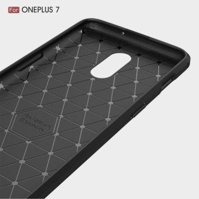 OnePlus 7 (OnePlus Seven) „Carbon“ cieta silikona (TPU) melns apvalks / vacins.lv