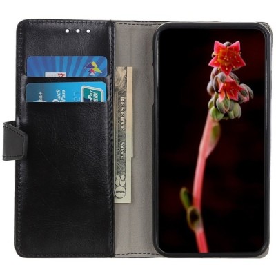 Xiaomi Mi 9 SE atverčiamas juodas odinis dėklas - piniginė / Priedai.lt