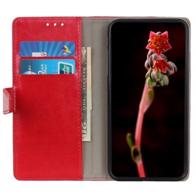 Xiaomi Mi 9 SE atverčiamas raudonas odinis dėklas - piniginė / Priedai.lt