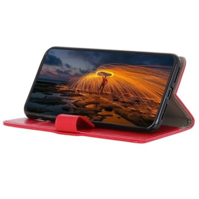 Xiaomi Mi 9 SE atverčiamas raudonas odinis dėklas - piniginė / Priedai.lt