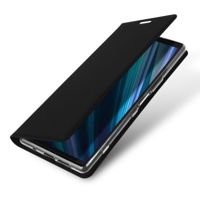 Xperia 1 (XZ4) „Dux Ducis“ Skin sērijas melns ādas atvērams maciņš / Vacins.lv
