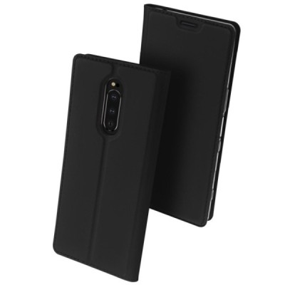 Xperia 1 (XZ4) „Dux Ducis“ Skin sērijas melns ādas atvērams maciņš / Vacins.lv