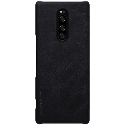 Greznais „Nillkin“ Qin sērijas ādas atvērams melns Sony Xperia 1 (XZ4) maciņš (maks) / Vacins.lv