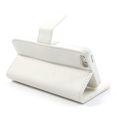 „Lychee“ atverčiamas dirbtinės odos baltas Apple iPhone SE (5, 5s) dėklas (dėkliukas) / Priedai.lt