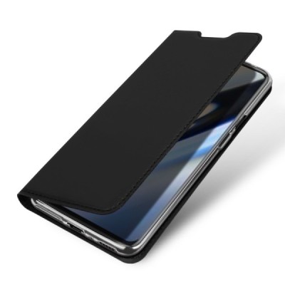 OnePlus 7 Pro Dux Ducis Skin sērijas melns ādas atvērams maciņš / Vacins.lv