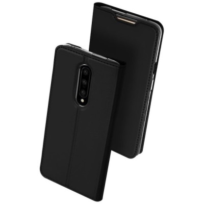 OnePlus 7 Pro Dux Ducis Skin sērijas melns ādas atvērams maciņš / Vacins.lv