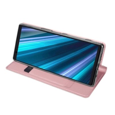 Xperia 1 (XZ4) „Dux Ducis“ Skin sērijas rozs ādas atvērams maciņš / Vacins.lv