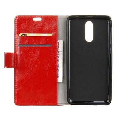 OnePlus 7 Pro atvēramais ādas sarkans maciņš, grāmata (maks) / Vacins.lv