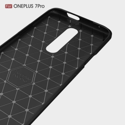 OnePlus 7 Pro Mofi Carbon cieta silikona (TPU) melns apvalks | vacins.lv