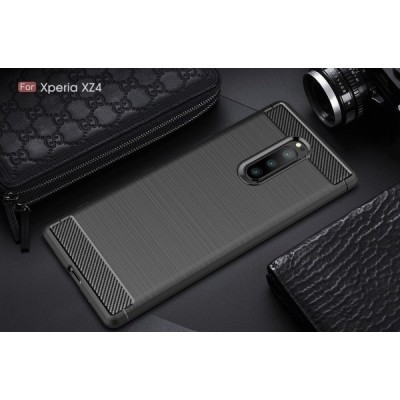 Sony Xperia 1 (XZ4) „Carbon“ cieta silikona (TPU) melns apvalks / vacins.lv