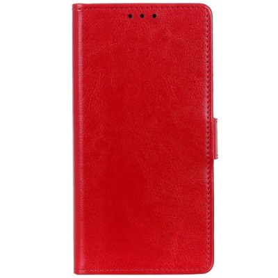 LG Q60 atverčiamas raudonas odinis dėklas - piniginė / Priedai.lt