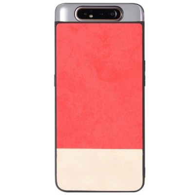 „Bi-Color“ Splicing Samsung Galaxy A80 (A805F) smėlio spalvos, raudonas odinis dėklas / Priedai.lt
