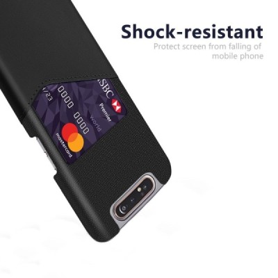 „KSQ“ Shell Samsung Galaxy A80 (A805F) juodas odinis dėklas - nugarėlė su kišenėle kortelėms / Priedai.lt