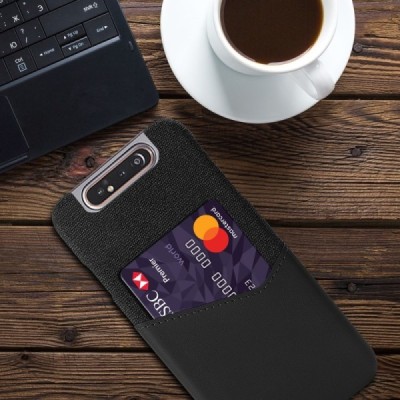 „KSQ“ Shell Samsung Galaxy A80 (A805F) juodas odinis dėklas - nugarėlė su kišenėle kortelėms / Priedai.lt