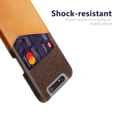 Samsung Galaxy A80 (A805F) „KSQ“ Shell brūns ādas apvalks ar iebūvētu karšu turētāju / Vacins.lv