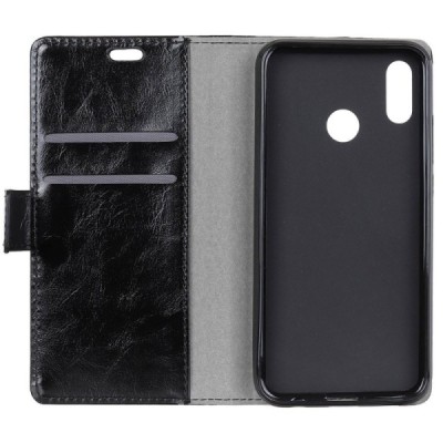 Huawei Y7 2019 (Y7 Prime 2019) atvēramais ādas melns maciņš, grāmata (maks) / Vacins.lv