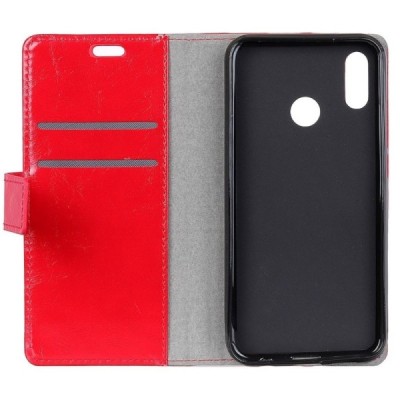 Huawei Y7 2019 (Y7 Prime 2019) atvēramais ādas sarkans maciņš, grāmata (maks) / Vacins.lv