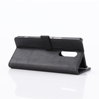 Sony Xperia 1 (XZ4) atvēramais ādas melns retro maciņš (maks) / Vacins.lv