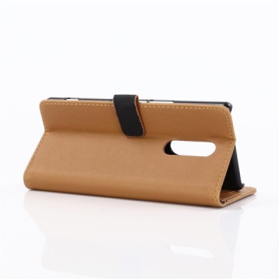 Sony Xperia 1 (XZ4) atvēramais ādas gaiši brūns retro maciņš (maks) / Vacins.lv