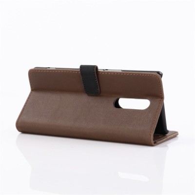 Sony Xperia 1 (XZ4) atvēramais ādas tumši brūns retro maciņš (maks) / Vacins.lv