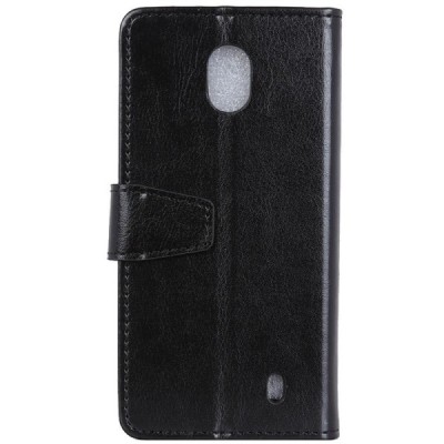Nokia 1 atverčiamas juodas odinis dėklas, knygutė - piniginė / Priedai.lt