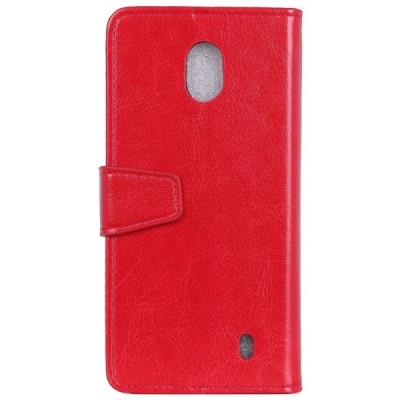 Nokia 1 atverčiamas raudonas odinis dėklas, knygutė - piniginė / Priedai.lt
