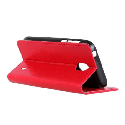 Nokia 1 atverčiamas raudonas odinis dėklas, knygutė - piniginė / Priedai.lt