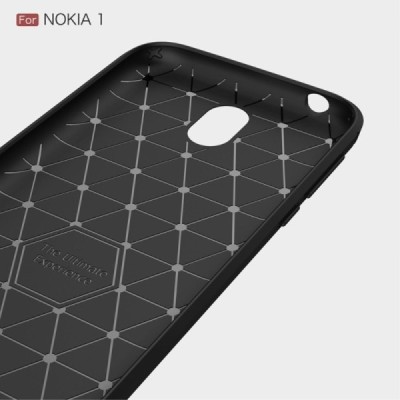 Nokia 1 „Carbon“ cieta silikona (TPU) melns apvalks / vacins.lv