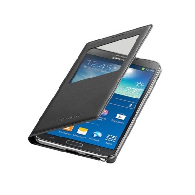 Samsung Galaxy Note 3 S View Cover atvērams melns ādas futrālis / Vacins.lv