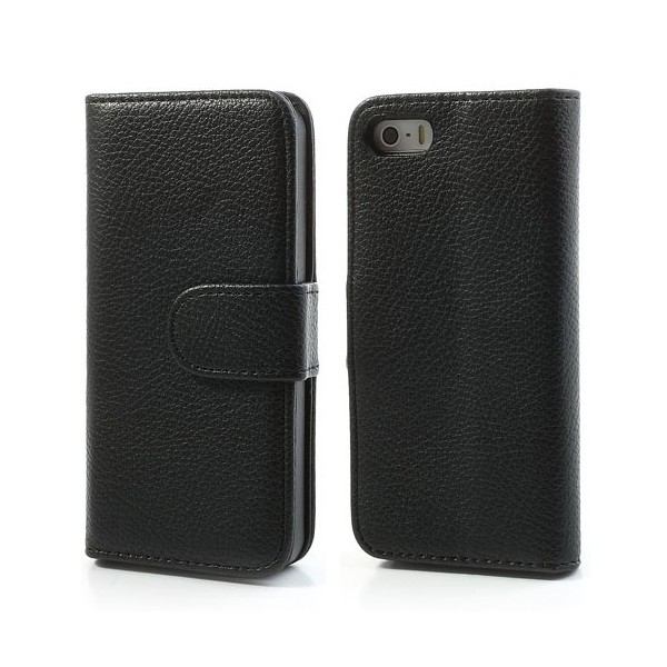 „Lychee“ atverčiamas dėklas - juodas (iPhone 5 / 5S / SE 2016)