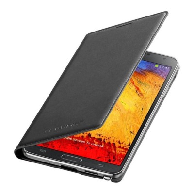 Samsung Galaxy Note 3 Flip Cover atvērams melns ādas futrālis / Vacins.lv