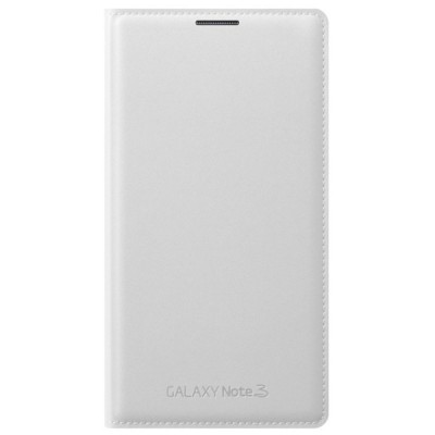 Samsung Galaxy Note 3 Flip Wallet atvērams balts ādas futrālis / Vacins.lv