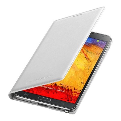 Samsung Galaxy Note 3 Flip Wallet atverčiamas baltas odinis dėklas / Priedai.lt