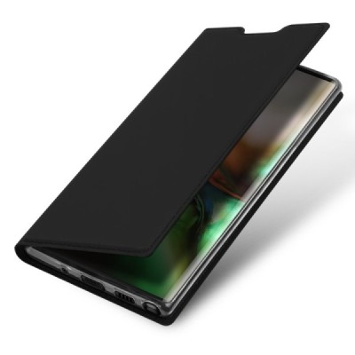 Samsung Galaxy Note 10 (N970F) „Dux Ducis“ Skin sērijas melns ādas atvērams maciņš / Vacins.lv