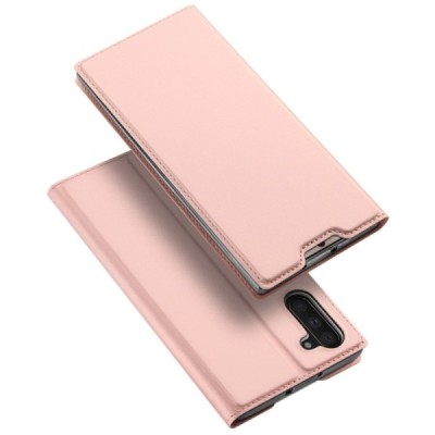 „Dux Ducis“ Skin serijos Samsung Galaxy Note 10 (N970F) rožinis odinis atverčiamas dėklas / Priedai.lt