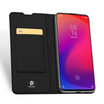 Xiaomi Mi 9T „Dux Ducis“ Skin sērijas melns ādas atvērams maciņš / Vacins.lv