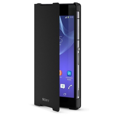 Oficiāls Sony Xperia Z2 Style Cover Stand melns atvērams maciņš SCR10 / Vacins.lv