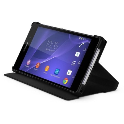Oficialius Sony Xperia Z2 Style Cover Stand juodas atverčiamas dėklas SCR10 / Priedai.lt