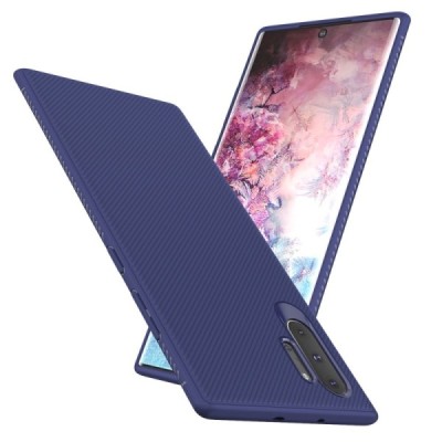 Samsung Galaxy Note 10+ (N975F) „Lenuo“ cieta silikona (TPU) zils apvalks / vacins.lv