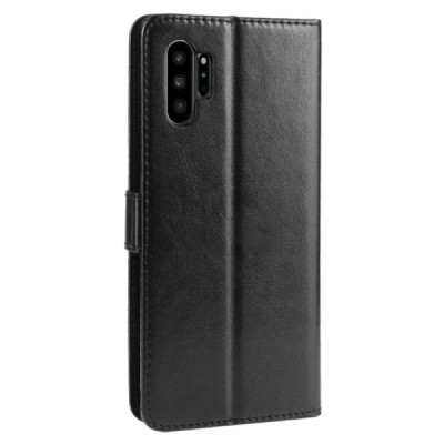 Samsung Galaxy Note 10+ (N975F) atverčiamas juodas odinis dėklas - piniginė / Priedai.lt