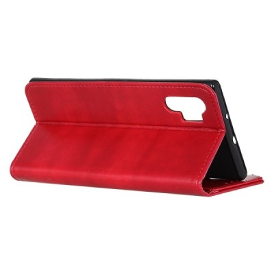 Samsung Galaxy Note 10+ (N975F) atvēramais ādas sarkans maciņš (maks) / Vacins.lv