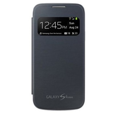 Samsung Galaxy S4 mini i9195 S View Cover atverčiamas juodas dėklas - dangtelis / Priedai.lt