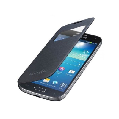 Samsung Galaxy S4 mini i9195 S View Cover atverčiamas juodas dėklas - dangtelis / Priedai.lt