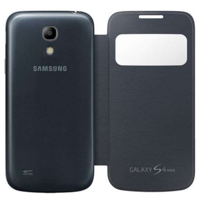 Samsung Galaxy S4 mini i9195 S View Cover atverčiamas juodas dėklas - dangtelis / Priedai.lt