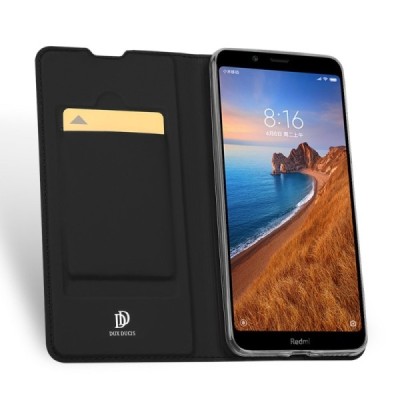 Xiaomi Redmi 7A „Dux Ducis“ Skin sērijas melns ādas atvērams maciņš / Vacins.lv