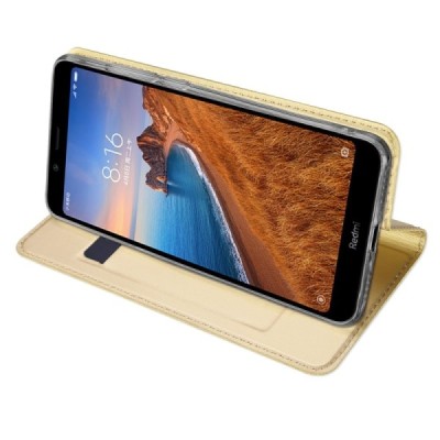 Xiaomi Redmi 7A „Dux Ducis“ Skin sērijas zelta ādas atvērams maciņš / Vacins.lv