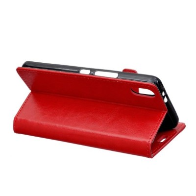 Xiaomi Redmi 7A atvēramais ādas sarkans maciņš, grāmata (maks) / Vacins.lv