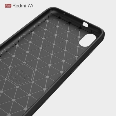 Xiaomi Redmi 7A „Carbon“ cieta silikona (TPU) melns apvalks / vacins.lv