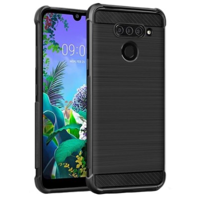 LG Q60 „Imak“ cieta silikona (TPU) melns apvalks / vacins.lv